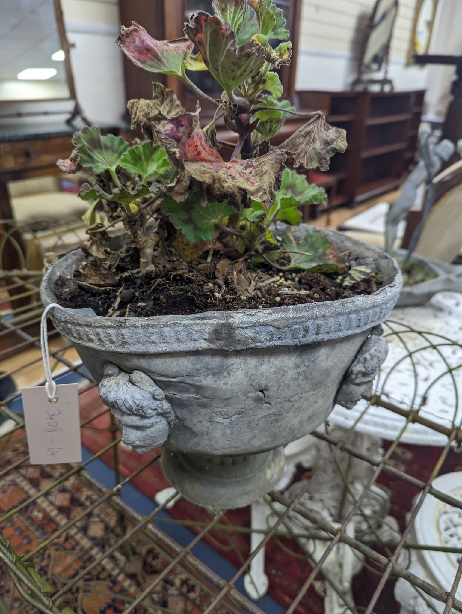 A Victorian lead pedestal planter, height 22cm